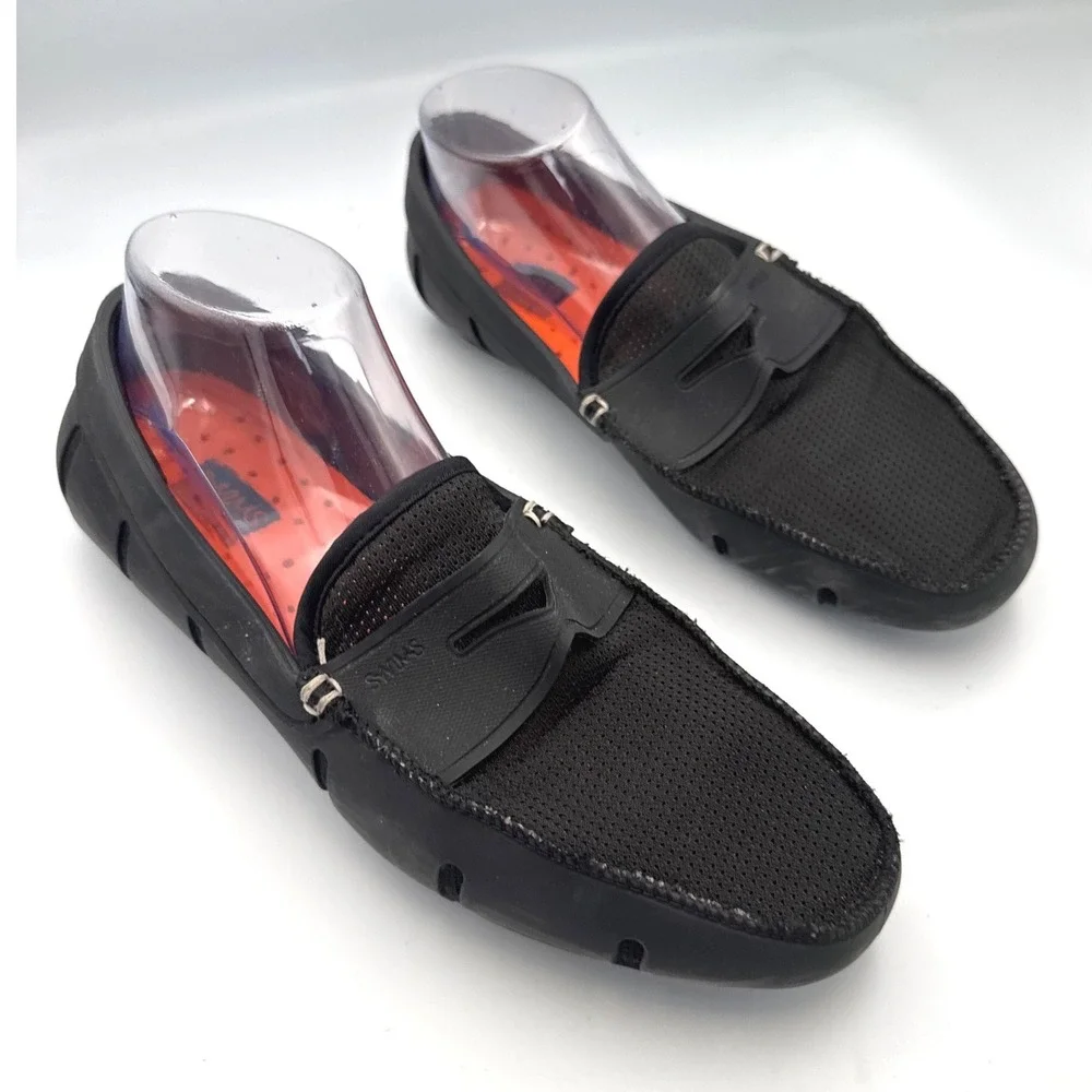 SWIMS Mens Penny Loafers Sz 9 Black Mesh Boat Beach Pool Slip-Ons Water Shoes